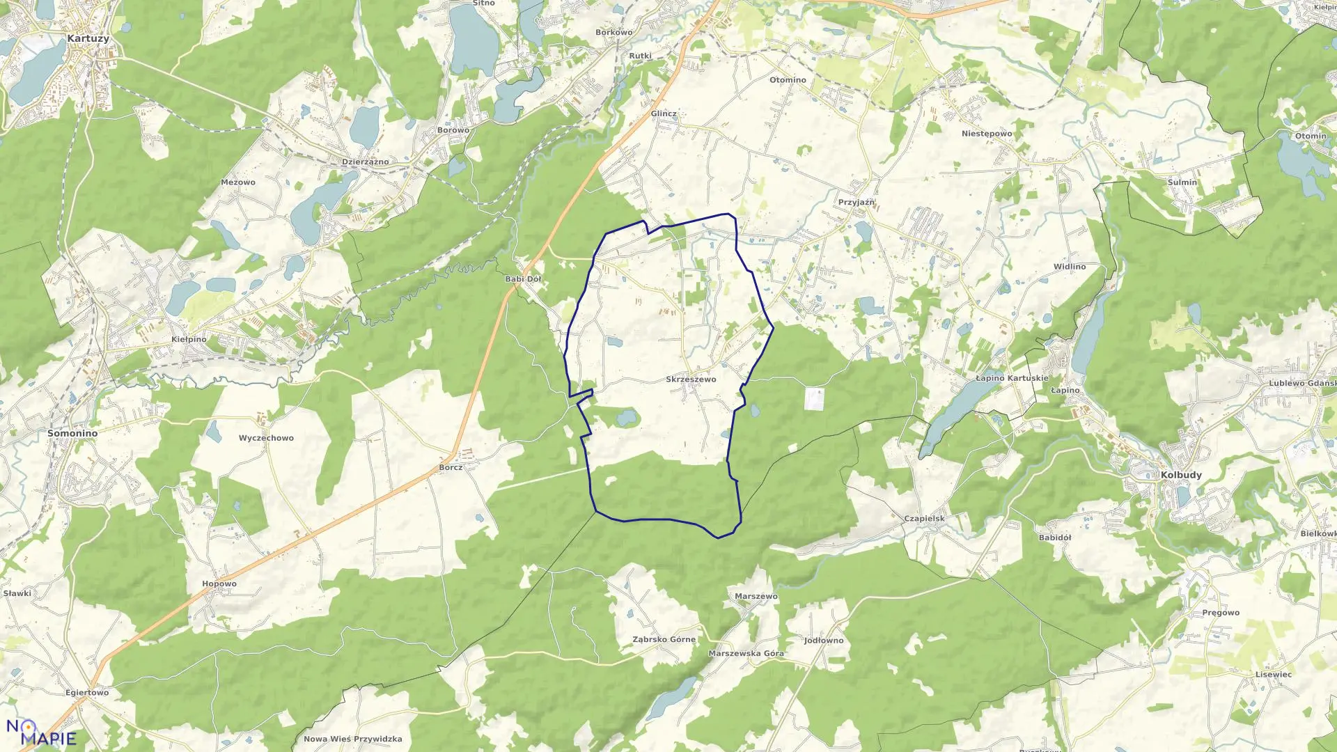 Mapa obrębu Skrzeszewo Żukowskie w gminie Żukowo