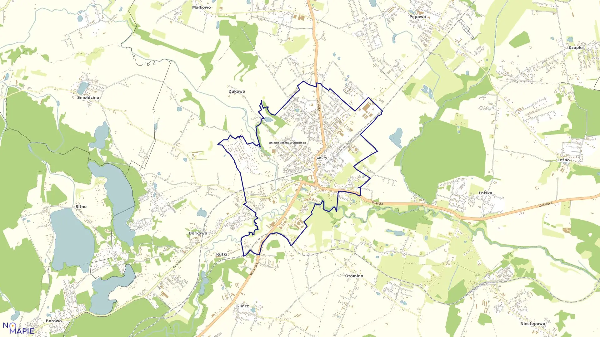 Mapa obrębu Żukowo M w gminie Żukowo